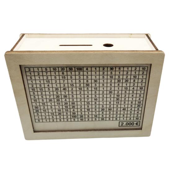 Wood Money Box with Counter 500/1000/2000/3000/5000/10000 Euros Piggy Bank Coin Cash Container