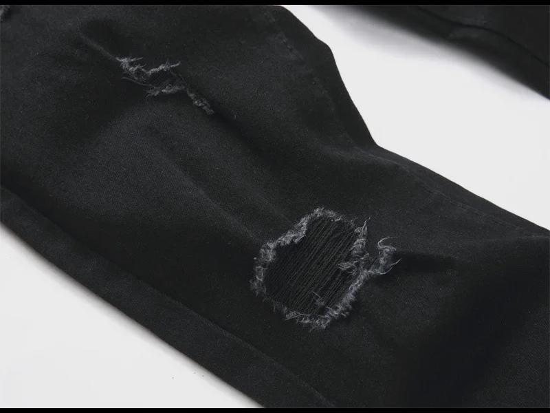 2024 г. Узкие черные вышитые джинсы-скинни для мужчин в стиле панк-стиля