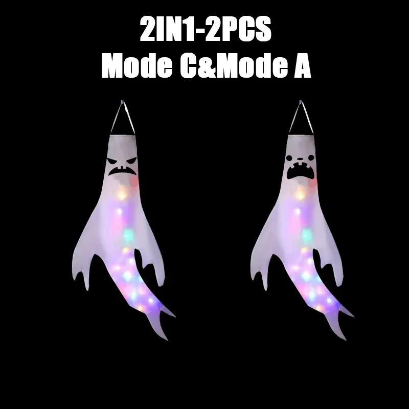 Страшный призрак Ветроуказатель Светодиодное освещение Призрачный кулон Подвесные призраки Фестиваль призраков Украшение места проведения Реквизит Украшение вечеринки на Хэллоуин