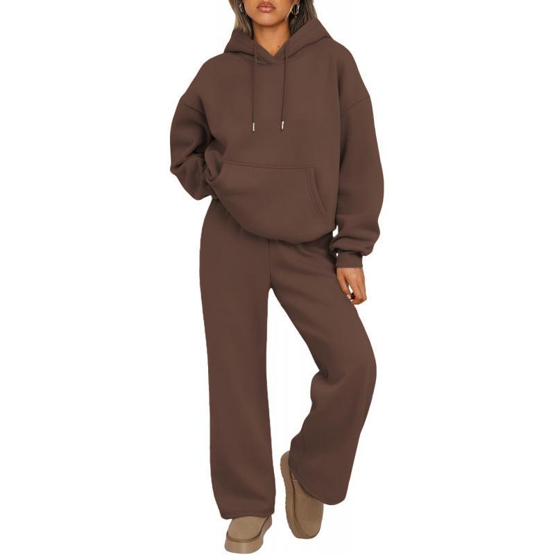 Fashionable Fleece Hoodie and Wide-Leg Pants Set for Cross-Border E-Commerce