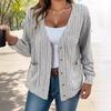 Autumn Winter Women's Solid Color Button V-neck Loose Long-sleeved Cardigan Woman