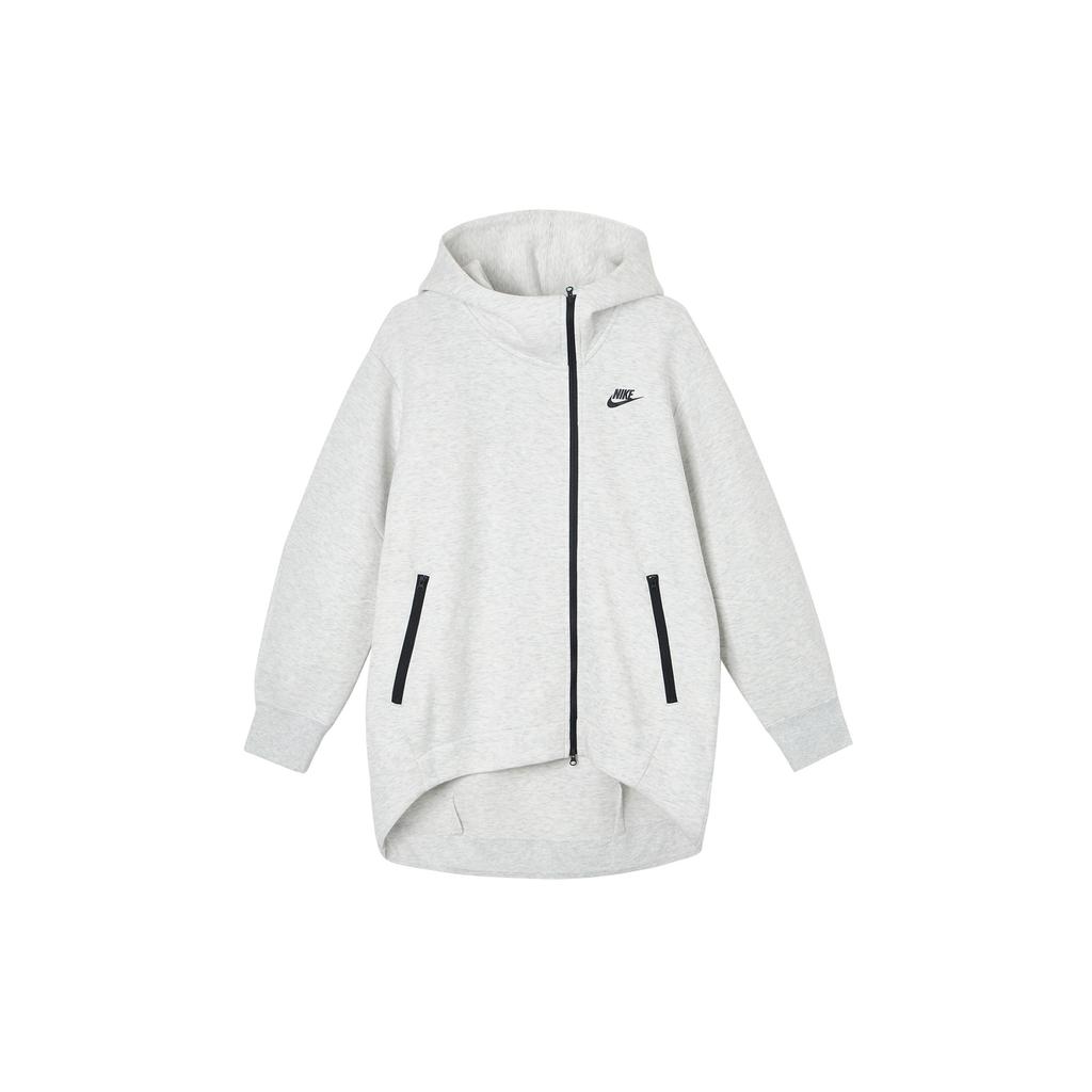 Nike Loose-Fit Solid Color Zip-Up Hooded Jacket Women Jackets Light-Grey FB8244-013