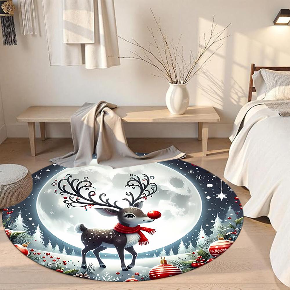 Elk Round Office Rug Perfect for Entryway Study room Playrooms Foyer Anti-slip Round Rug Decorate Offices Perfect Gift for Friends Family