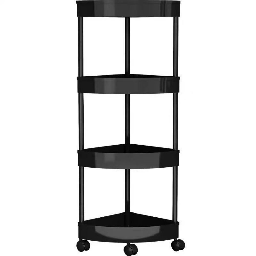Multi-Tier Corner Storage Rack Large Capacity with Wheels Mobile Storage Rack Detachable Tiers Triangle Bathroom Storage Rack