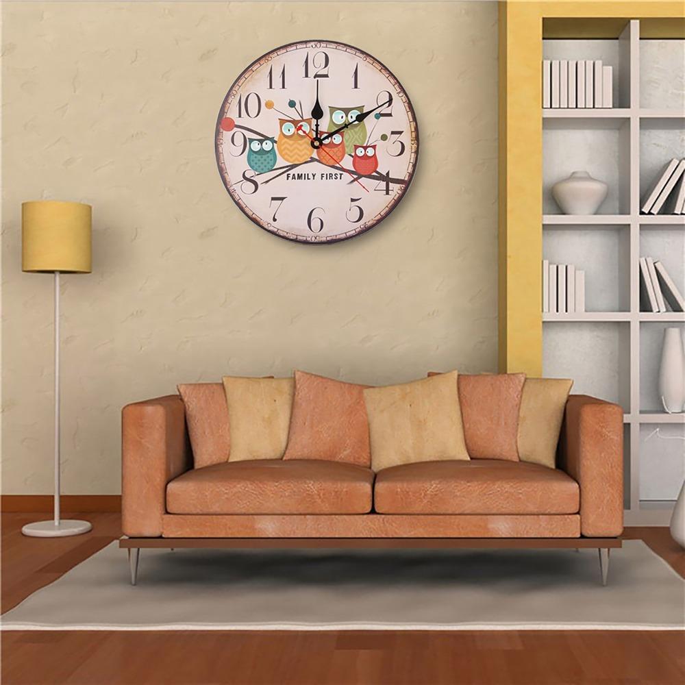 12 Inch Quartz Wall Clock Battery Operated Retro Wall Clock Wooden Wall Clock  Country Style Decor