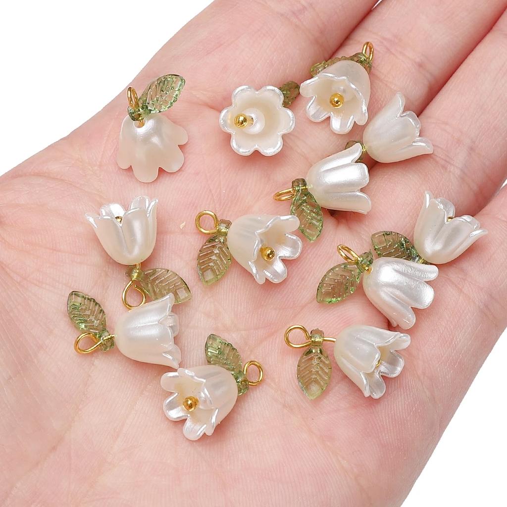 11x14mm 2-10Pcs acrylic lily of the valley flower bud beads plated with colored loose beads, handcrafted DIY making jewelry 2029