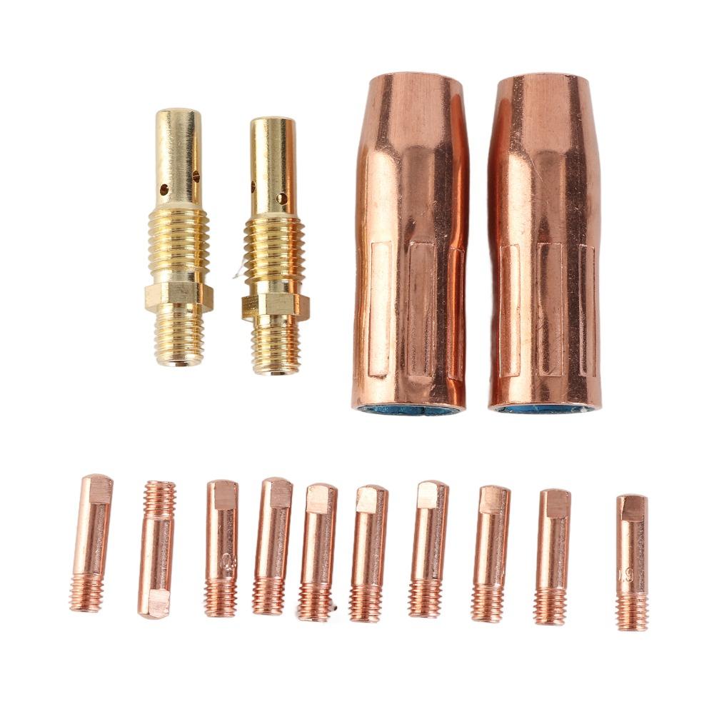 14pcs Standard Size Welding Machine Accessories Brass Gasless Nozzle For Professional Welding