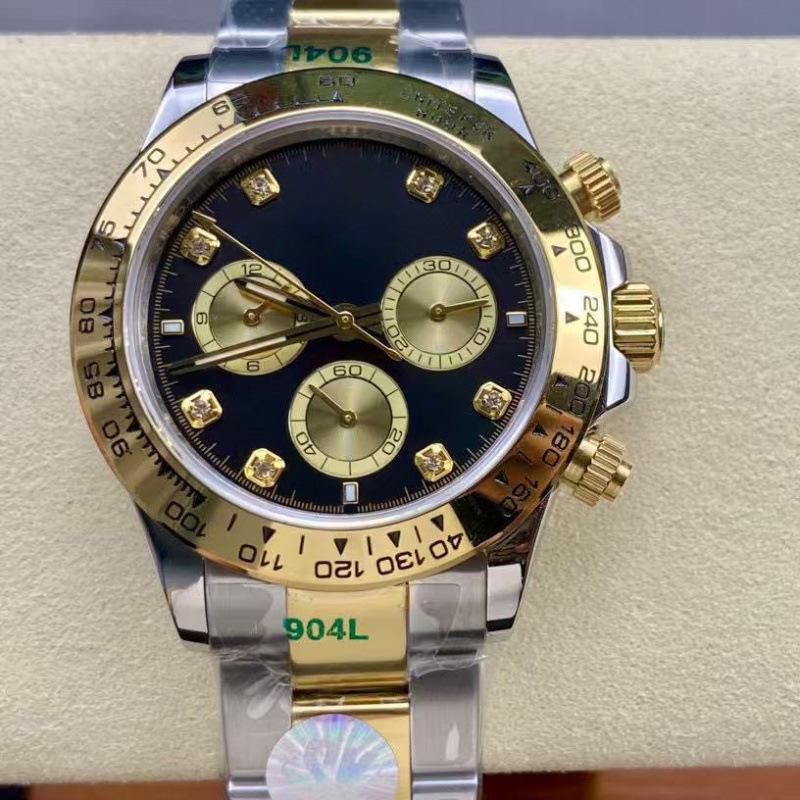 Мужские автоматические механические часы Rolex Daytona 40 мм, многофункциональные, с инкрустацией бриллиантами.