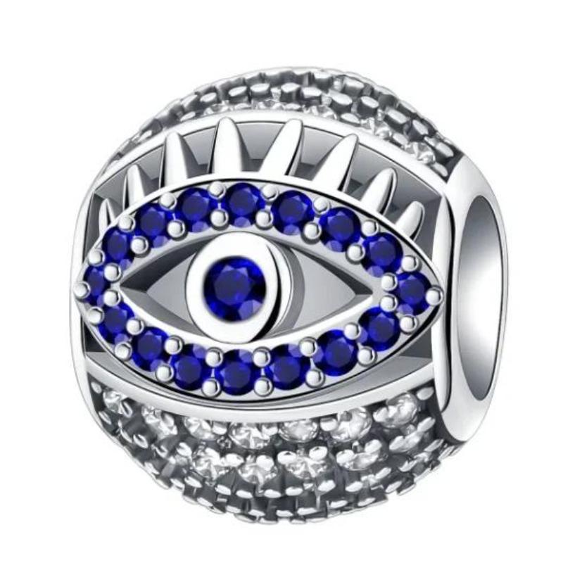 Original Copper Blue Evil Eyes Charms Ring Earrings Bead Palm Pendants Fit Bracelet Necklace Jewelry Gift