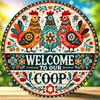 Welcome To My Chicken Coop-vintage Wood Signage, 8x 8 Inches, Suitable for Door and Garden Decoration, Including Wreath Center D
