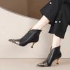 Модная женская обувь Ботильоны Женские ботинки Современные ботильоны Женские Смешанные цвета Острый носок Передняя молния Высокий каблук Женская обувь