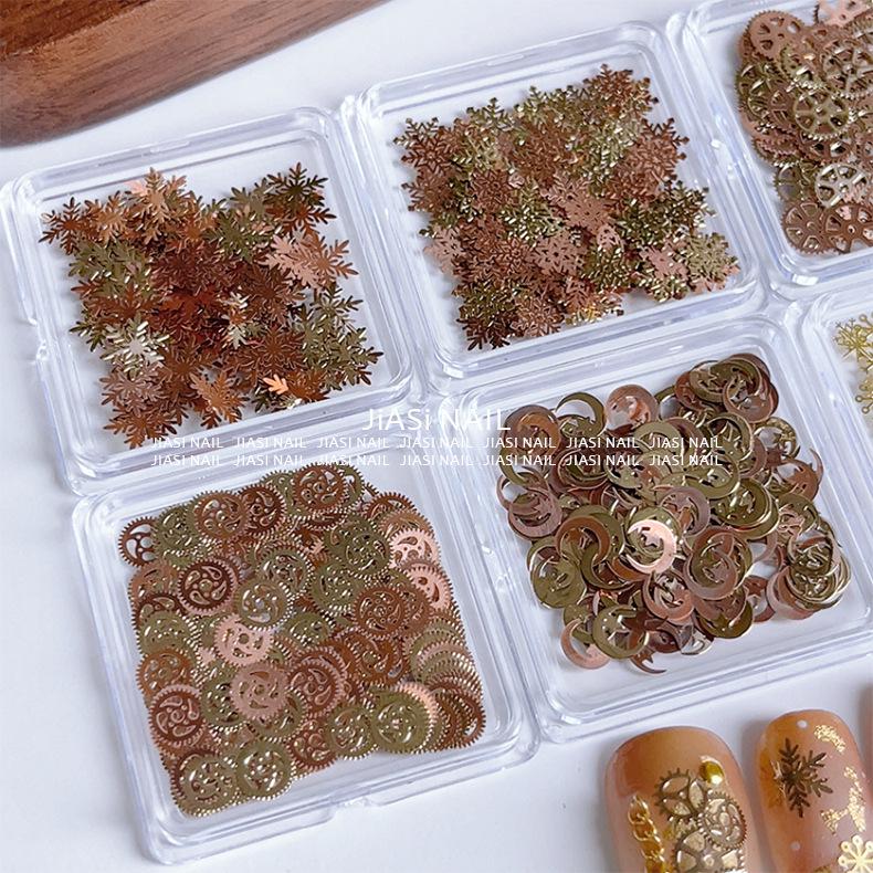 Матовые frosted золотые и серебряные наклейки для нейл-арта с заклепками - Японские аксессуары для ногтей DIY