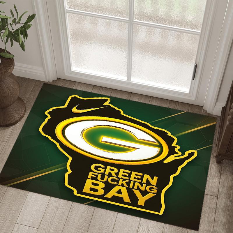 Green Bay Packers Design Crystal Velvet Carpet Cozy Non?Slip Printed Rug For Bedroom Living Room Entrance
