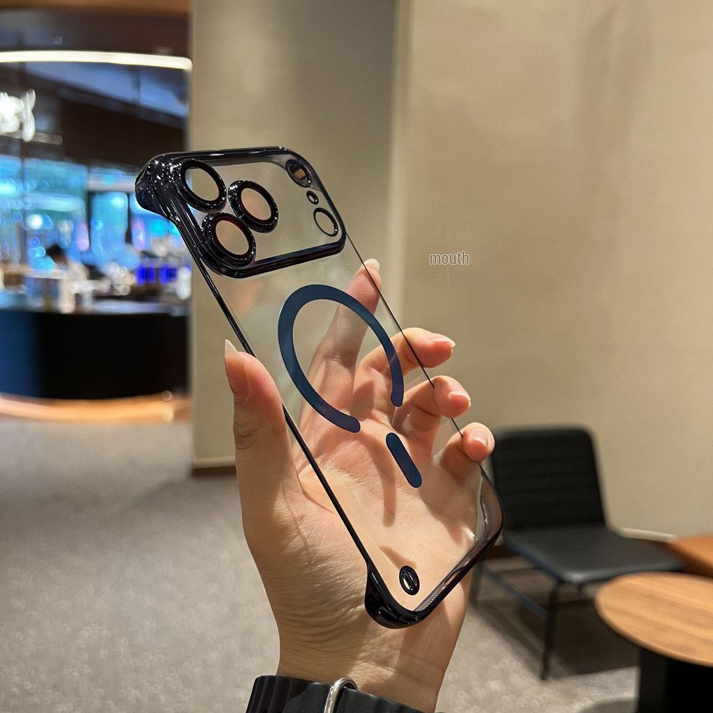 Безрамочный электролитически покрытый магнитный чехол для iPhone 17 Pro Max, противоударный, full package, совместимость с Apple 16, 15, 14.