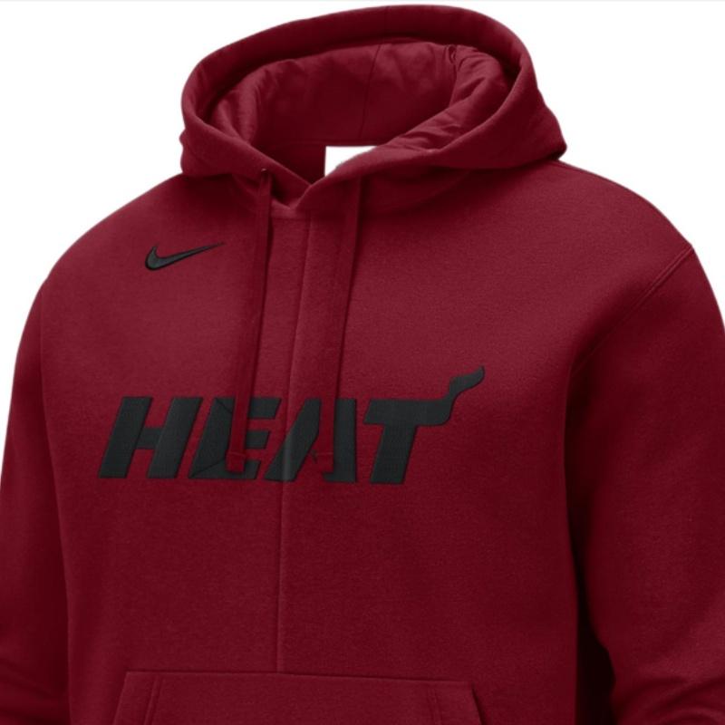 Nike Флисовый свитер с логотипом команды NBA Miami Heat Courtside Team, свободный крой, толстовка с капюшоном, красная мужская уличная одежда DR9328-608