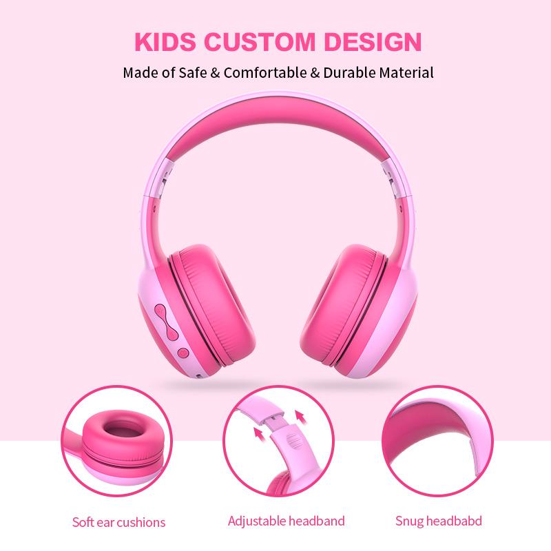 Детские наушники Bluetooth с микрофоном, детские беспроводные гарнитуры с защитой органов слуха с ограничением громкости 85 дБ, стереонаушники-вкладыши