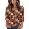 Women's Fashionable Casual Christmas Printed V-neck Top