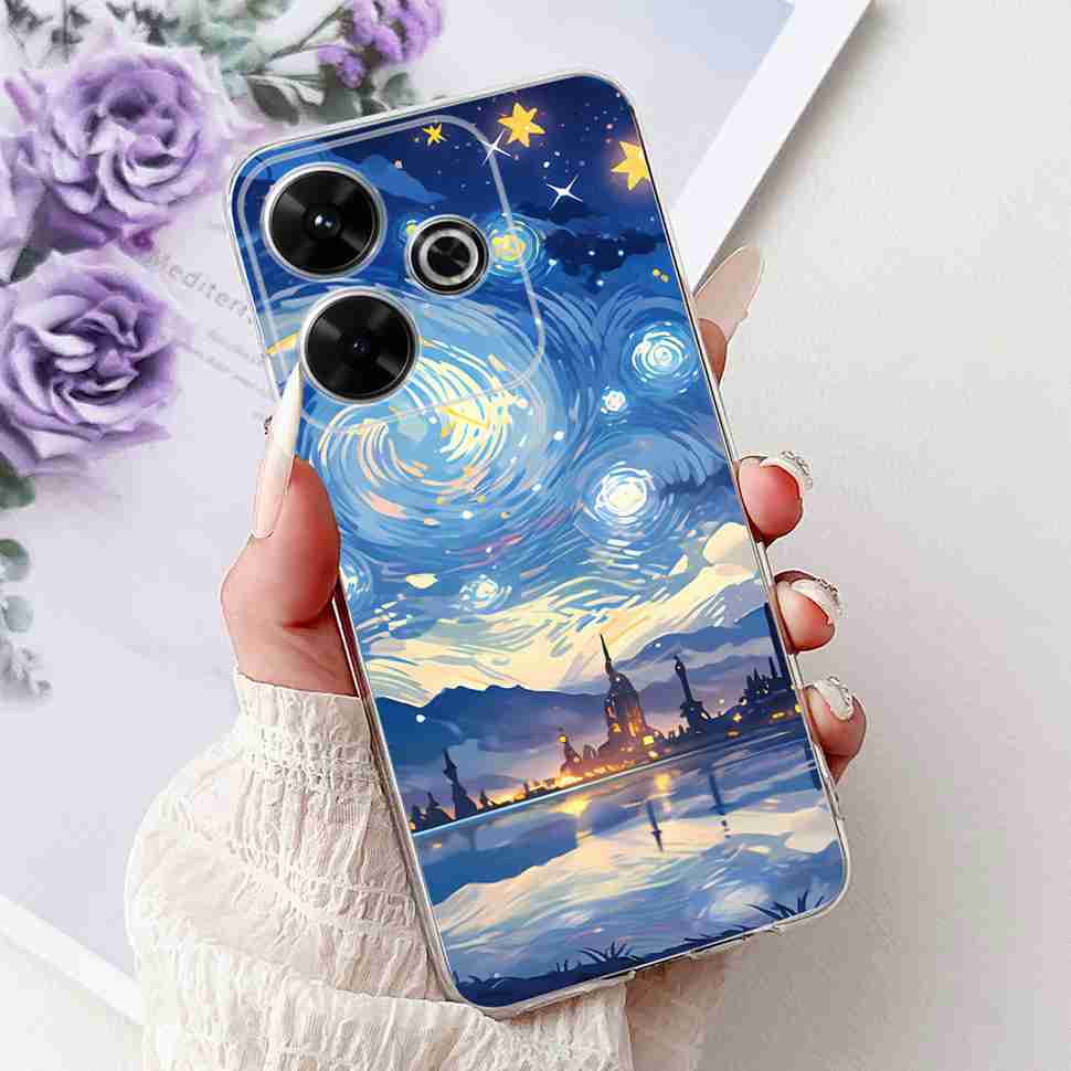 For Xiaomi Redmi 13 4G Case Fashion Girl Flower Silicone Soft TPU Shockproof Cover Coque For Redmi13 redemi13 Bumper Phone Case