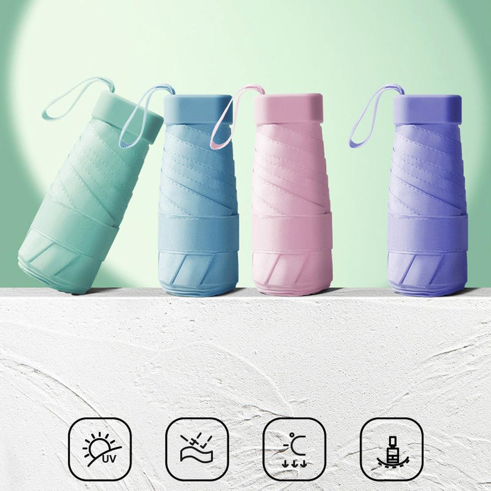 Мини-путешествующий солнцезащитный зонт, водонепроницаемый складной зонт, капсульная форма, зонт с чехлом