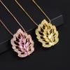 Maple Leaf Zircon Necklace Pendant Zircon Micro-Set Gemstone Necklace Light Luxury Rose Pink Gold Clavicle Chain