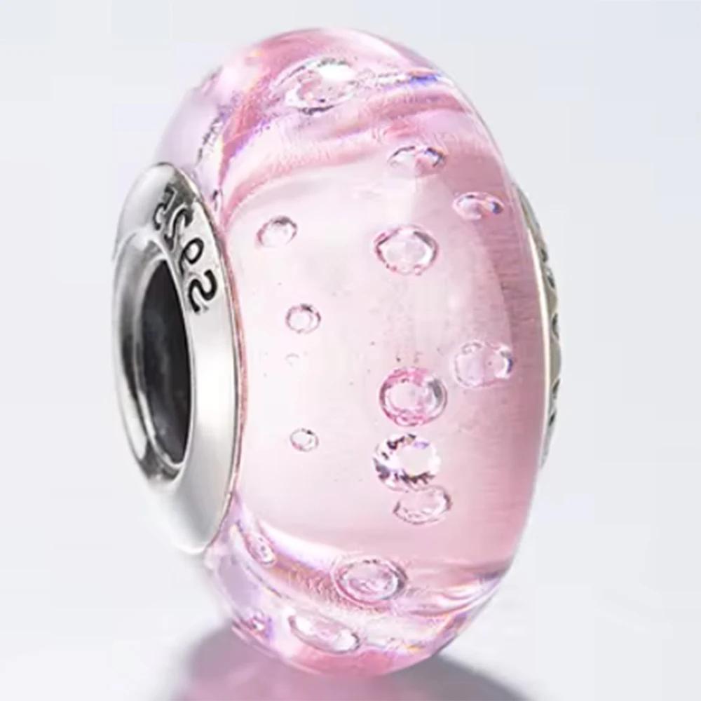 Новые оригинальные медные бусины-шармы из муранского стекла в виде цветка и листа, космическая радуга, для браслета, сделай сам, женские ювелирные изделия, подарок