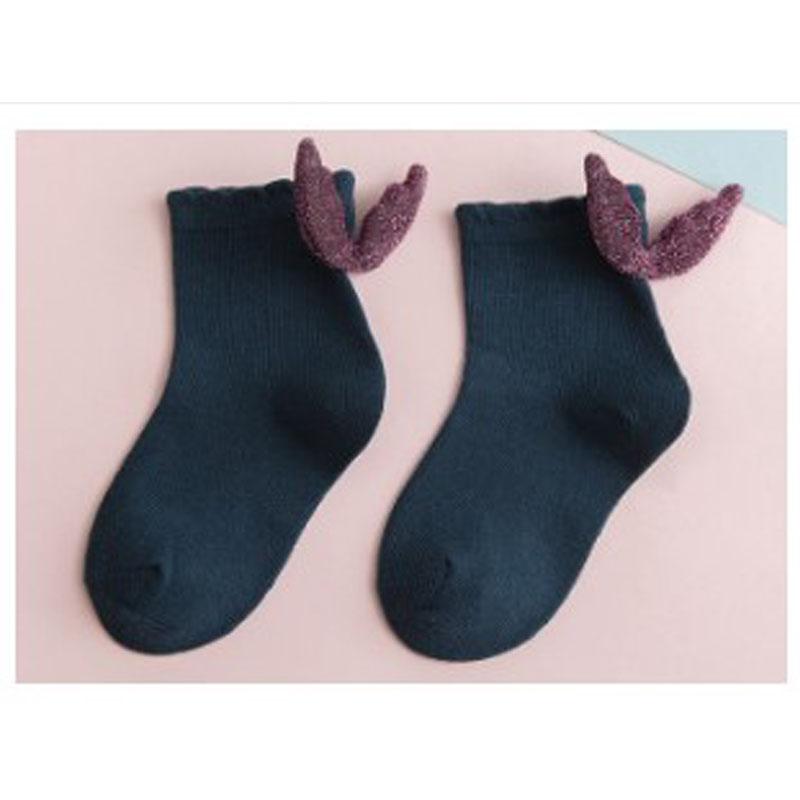 Мультяшные детские хлопковые носки до середины икры, милые короткие носки для девочек, осенние носки для малышей с куклами-крыльями