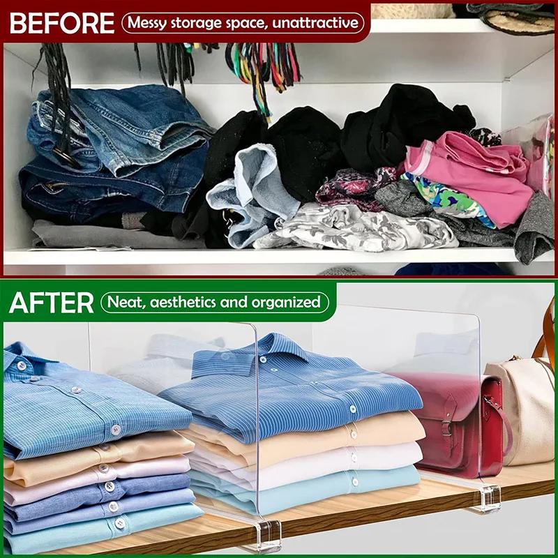 8/6/4/2 шт. Прозрачная полка для шкафа, органайзер для одежды, разделитель для шкафа, книжный шкаф, перегородка