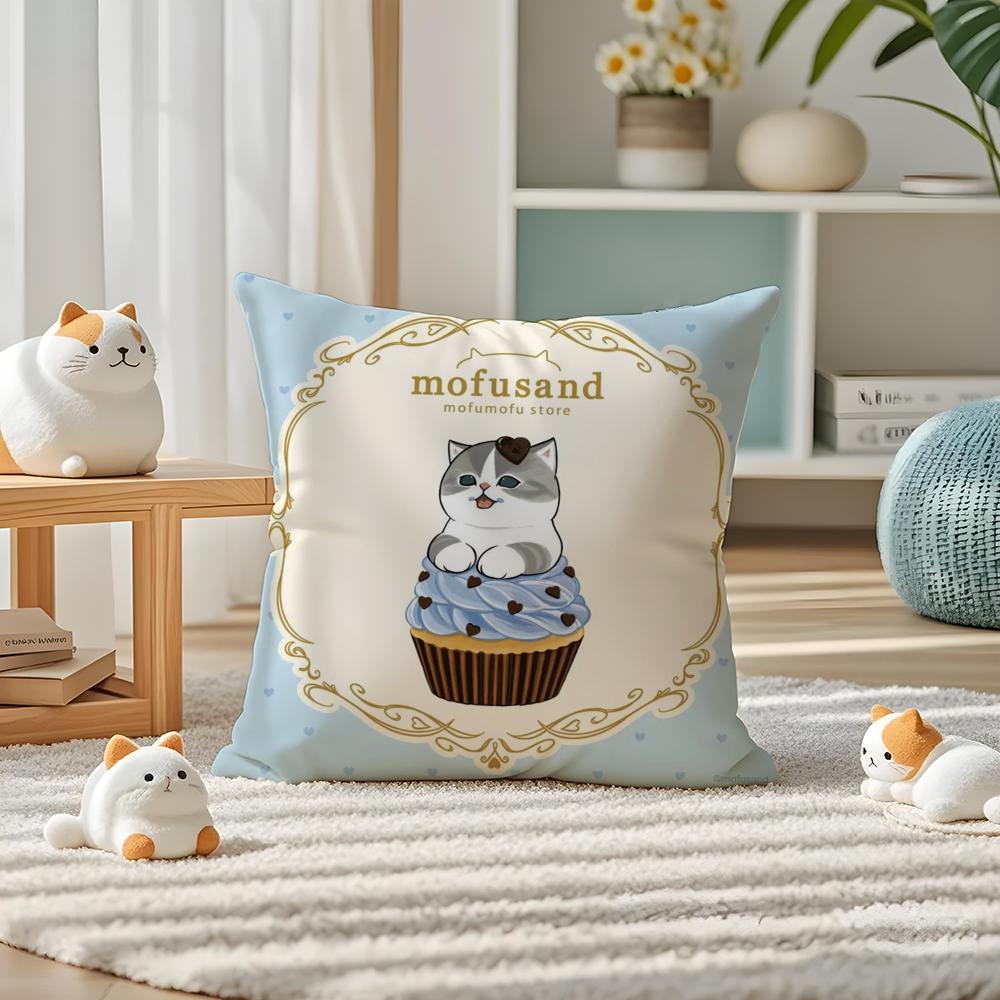 Luxury Cute mofusand cat Pillow Case Silky elegant Comfort Sofa Bed Invisible zipper
