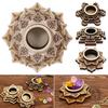 Crafts Lotus Pattern Crystal Carving Crystal Ball Base Wooden Ornaments Meditation Decor Wood Base