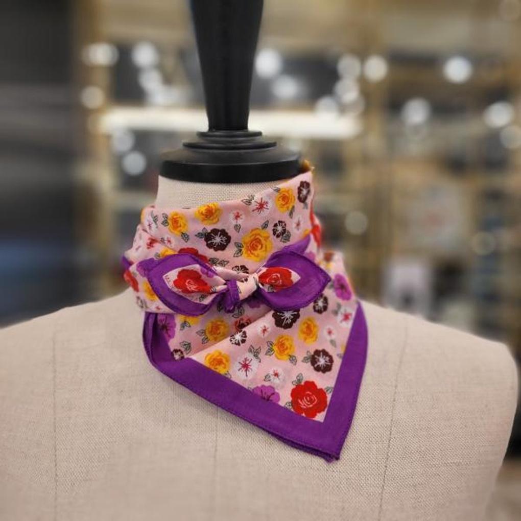 100% cotton petite scarf E22S2CO208 ES small rose