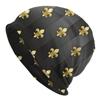 Модные шапочки Fleur De Lys Skullies, унисекс, женские зимние теплые шапки с напуском, вязаная шапка с цветком лилии для лыж