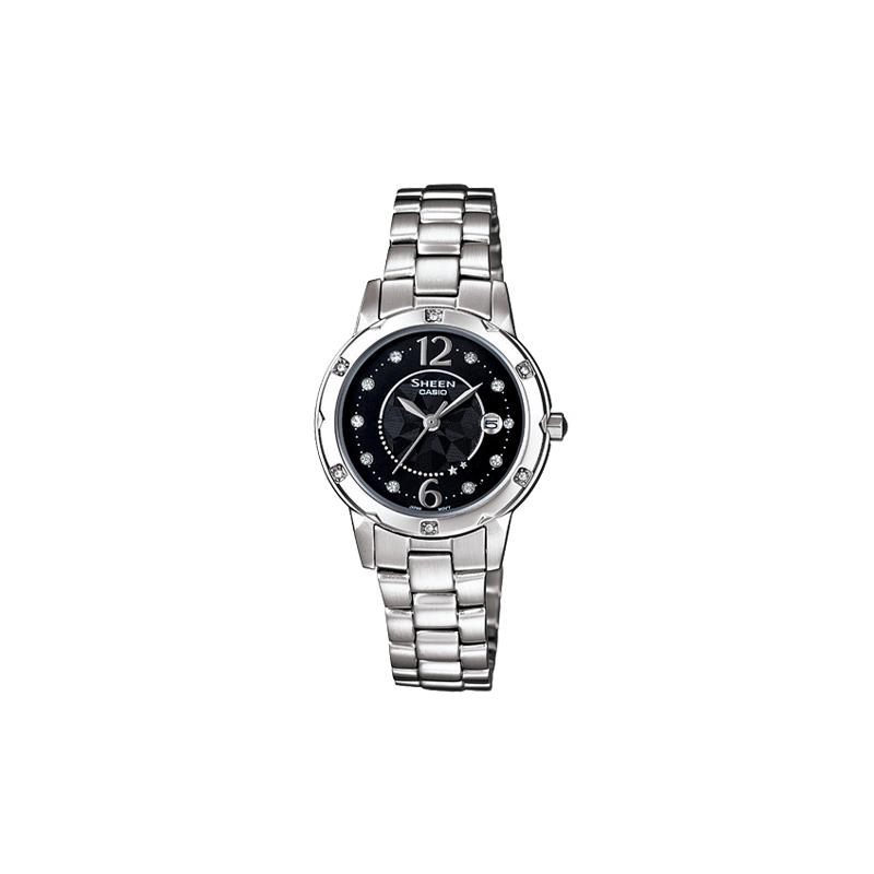 Casio SHEEN petite and simple Swarovski rhinestone embellished sports business quartz movement stainless steel strap Japanese and Korean SHE-4021D-1A