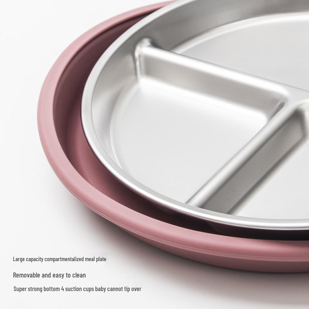 Детский обеденный набор из нержавеющей стали с противоскользящим силиконовым присосом и столовыми приборами