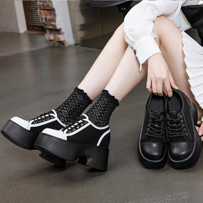 Женские повседневные туфли на платформе, одинарные, 2025 новая осенняя модель на шнуровке, однотонные, простые, на супервысоком каблуке, туфли-маффины, тренд