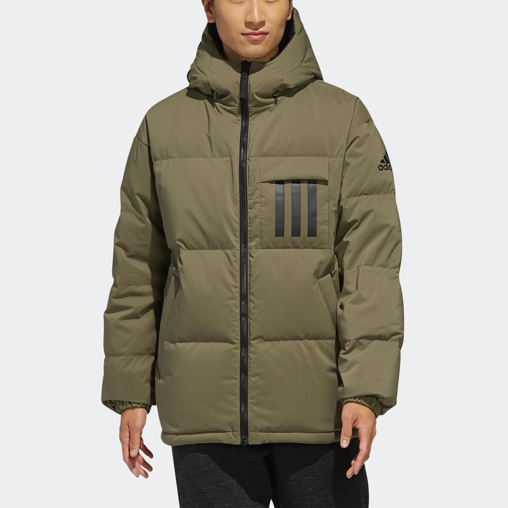 Adidas Reversible Down Jacket With Solid Logo Print Men Outerwear Khaki-Brown EH4009