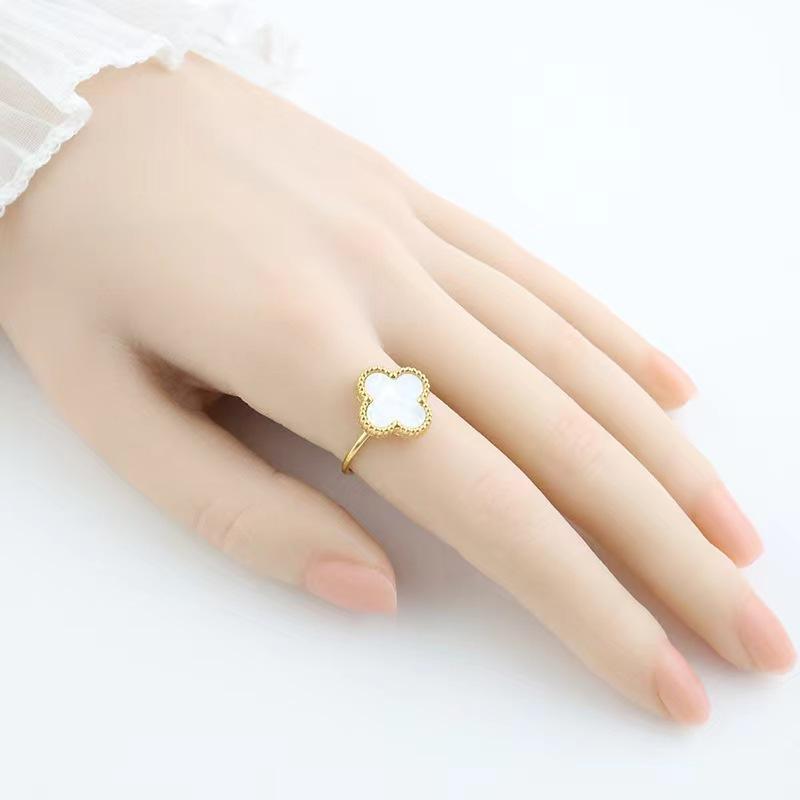 Модное простое кольцо с четырьмя листочками клевера, простое, в стиле сто иннов, 18-каратное, открытое, регулируемое кольцо, женское кольцо