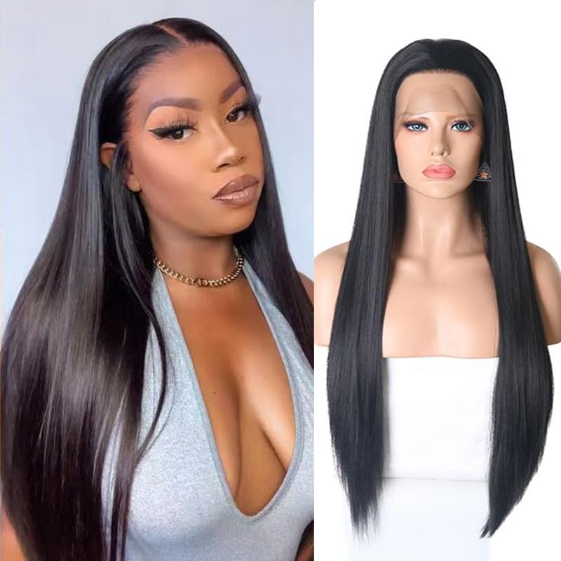AIMEYA Lavender Purple Silky Straight Lace Front Wig Women's Synthetic Wig 13x4 Black /Blonde/Brown/ Blue Color Daily Cosplay