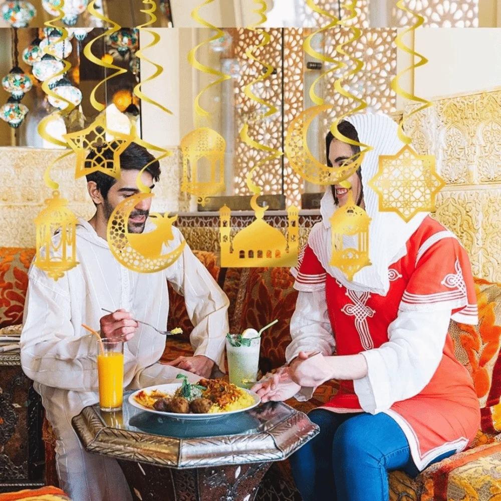 Набор Золото Черный Декорации Рамадан Традиционный Полумесяц Ид Мубарак Декорации Элегантный Дизайн Исламские Украшения