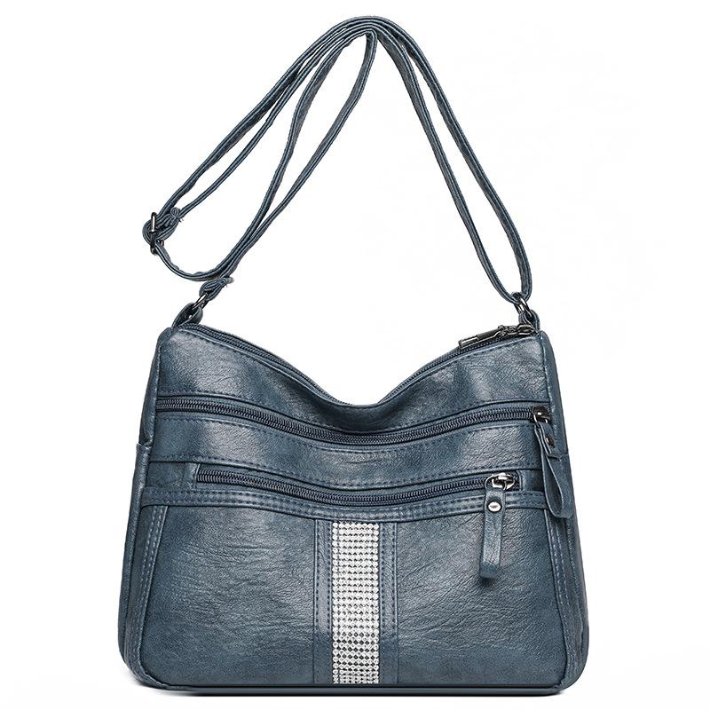 Сумка через плечо из мягкой кожи, сумка на плечо в стиле ретро, простая модная сумка большой вместимости с несколькими карманами для женщин