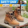 Steel Toe Work Safety Shoes - Puncture-Proof, Anti-Smash, Non-Slip, Shock-Absorbing, with Convenient Rotating Buckle, High-Top Protective Design