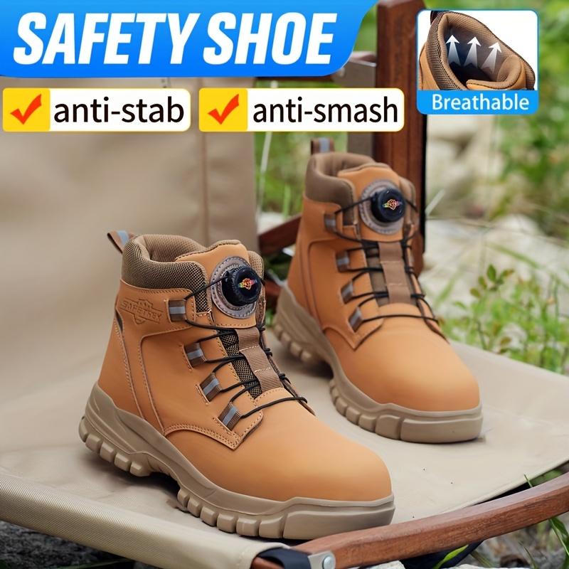 Steel Toe Work Safety Shoes - Puncture-Proof, Anti-Smash, Non-Slip, Shock-Absorbing, with Convenient Rotating Buckle, High-Top Protective Design