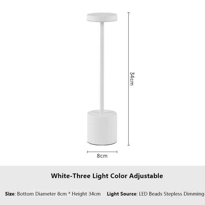 Rechargeable LED Desk Lamp Metal Dimmable Touch Table Lamp 3 Color Temperatures Bedside Creative Ambient Light Bar Hotel Decor