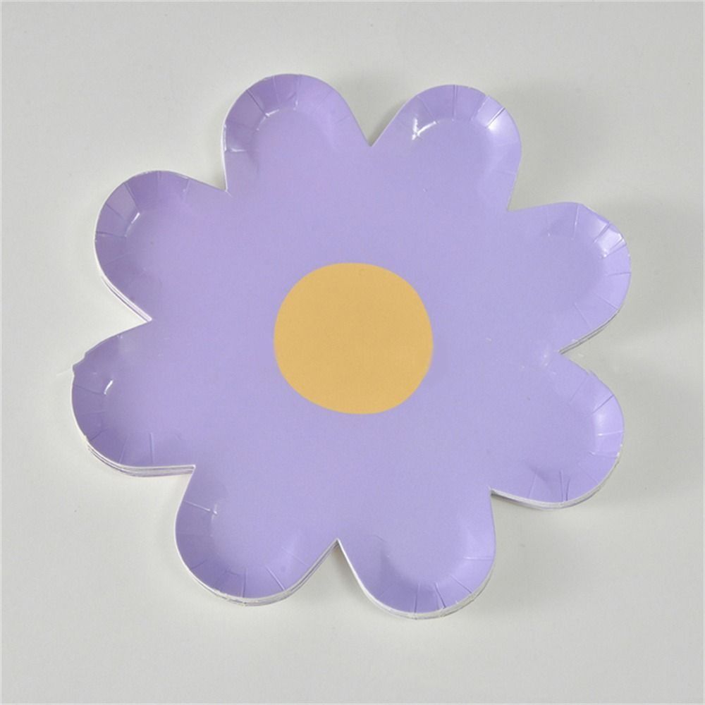 10pcs/set Picnic Cake Tray Daisy Tableware Paper Disposable Cake Plates Cute Flower Dinner Plates