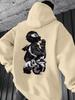 Men Motorcycle Rider Graphic Hoodie Back Print Pullover Hooded Sweatshirt Unisex Biker Streetwear Autumn Loose Oversized Hoody  >
