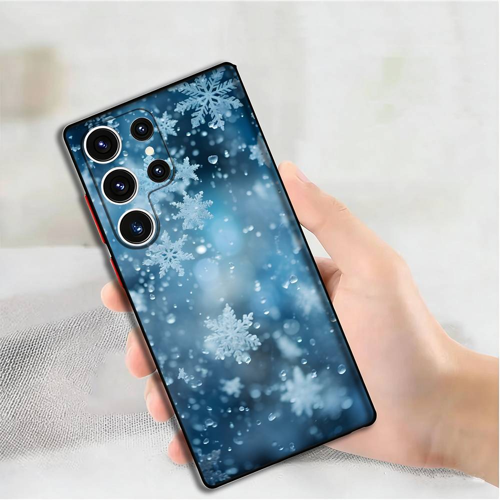 Красивый чехол для телефона со снежинками для Samsung S24 25 23 22 21 20 Plus Ultra 5G Lite Ударопрочный чехол