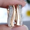 Luxury Gold Color Geometric Drop Earrings For Women Girl Fashion Zircon Wedding Earrings Party Jewelry Gifts
