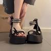 Fashion Platform Sandals Spring and Summer New Pearl Muffin Bottom Elastic Student Leisure Women Word with Sandals