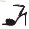 Red Suede Cross Knot Sandals Stiletto Heel Open Toe High Heels Slingback Ankle Strap Buckle Sandals Women Summer Shoes
