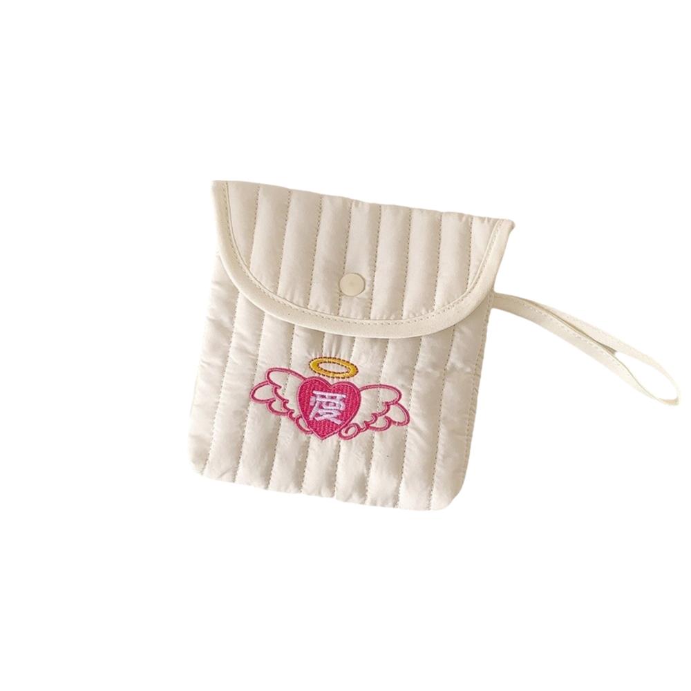 Square Embroidery Cherry Cosmetic Bag Cat Small Storage Bag Sanitary Napkin Storage Bag  Travel