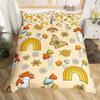 Rainbow Duvet Cover Kawaii Tropical Fruits Bedding Set Pineapple Lemon Doughnut Orange Strawberry Comforter Quilt Cover Set